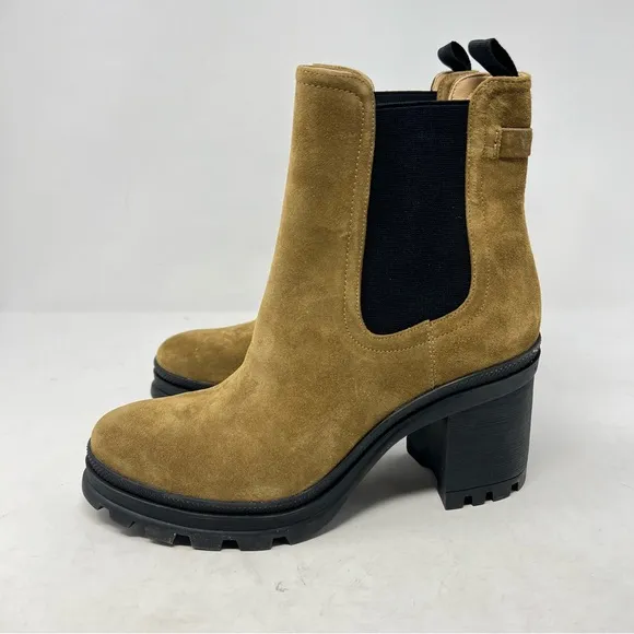 NEW Veronica Beard Winnie Suede Lug Sole Heeled Chelsea Boots Size 10.5 Moss