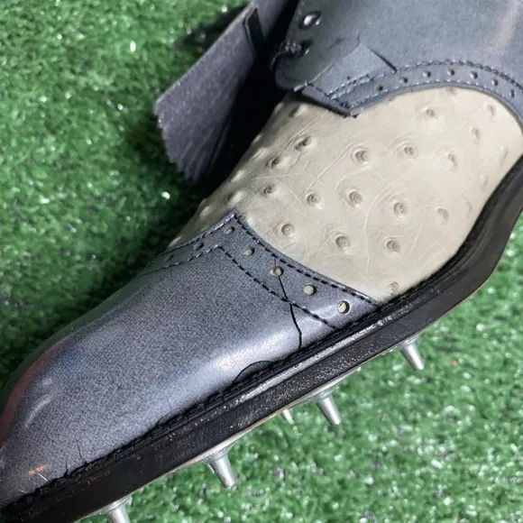 NEW - VINTAGE DEXTER CLASSIC GOLF SHOES - OSTRICH PRINT - MENS SZ 10.5 - READ