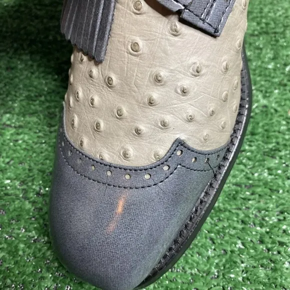 NEW - VINTAGE DEXTER CLASSIC GOLF SHOES - OSTRICH PRINT - MENS SZ 10.5 - READ