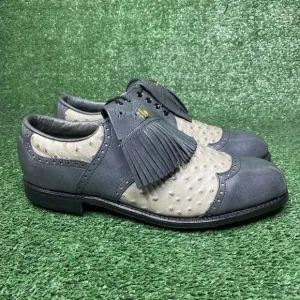 NEW - VINTAGE DEXTER CLASSIC GOLF SHOES - OSTRICH PRINT - MENS SZ 10.5 - READ