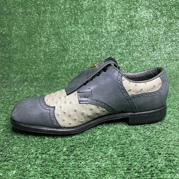 NEW - VINTAGE DEXTER CLASSIC GOLF SHOES - OSTRICH PRINT - MENS SZ 10.5 - READ