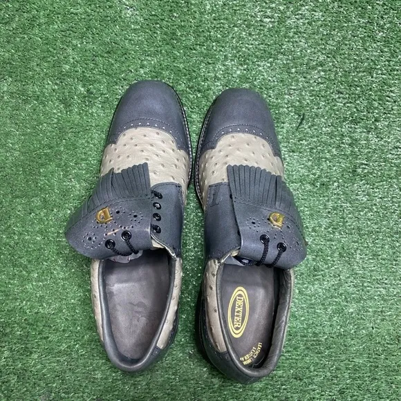 NEW - VINTAGE DEXTER CLASSIC GOLF SHOES - OSTRICH PRINT - MENS SZ 10.5 - READ