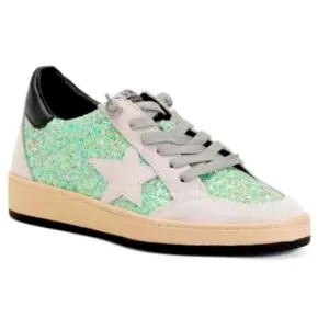 NEW Vintage Havana Kristen Leather Geen Sequin, Suede Sneakers Tennis Shoes 6
