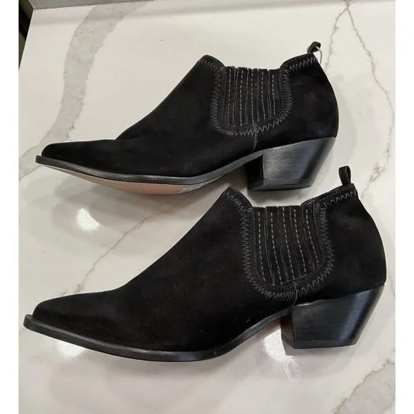New Without Box Schutz Black Suede Booties Size 7.5