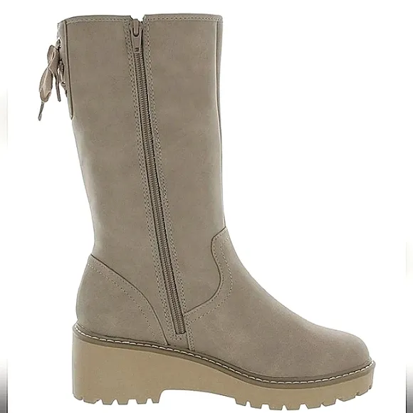 New w/o Box DV Dolce Vita Frankie Girl's Vegan Leather Mid-Calf Wedge Lug Boot
