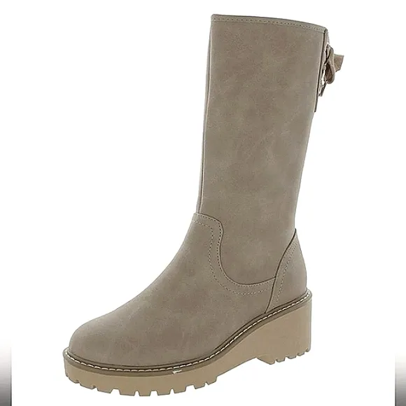 New w/o Box DV Dolce Vita Frankie Girl's Vegan Leather Mid-Calf Wedge Lug Boot