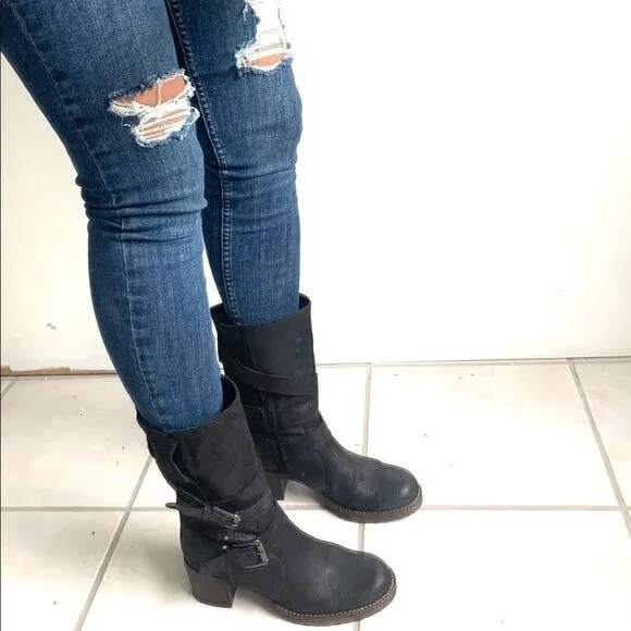 New Bertie Suede Moto Buckle Boots