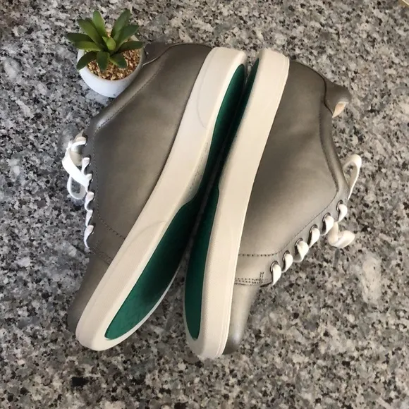 NewREVERE Limoges LEATHER LACE-UP Shoes Slate Peacock NWOB