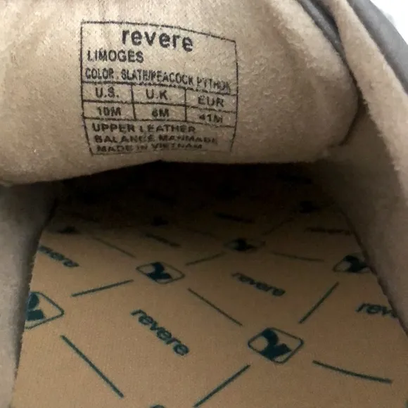 NewREVERE Limoges LEATHER LACE-UP Shoes Slate Peacock NWOB