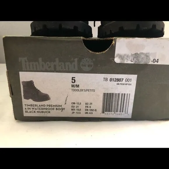 New Timberland Premium 6” 12807 BLK Toddler Boots5