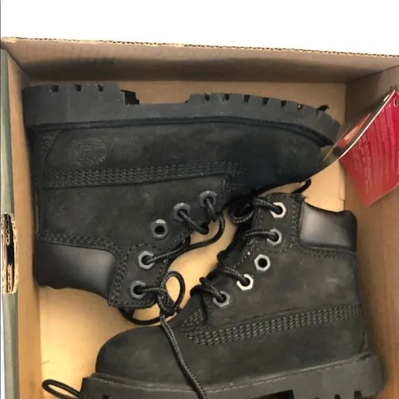 New Timberland Premium 6” 12807 BLK Toddler Boots5
