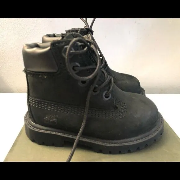 New Timberland Premium 6” 12807 BLK Toddler Boots5