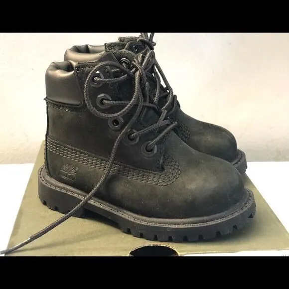 New Timberland Premium 6” 12807 BLK Toddler Boots5