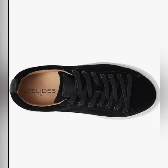 NIB- J/L Slides Roger platform sneakers in black suede