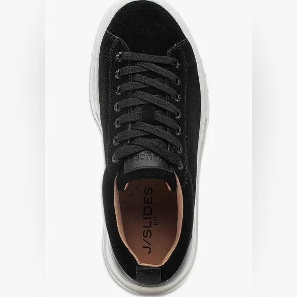 NIB- J/L Slides Roger platform sneakers in black suede