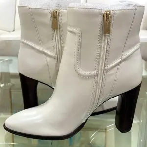 NIB VINCE CAMUTO 8M coconut cream genuine leather side zipper heel pointy toe