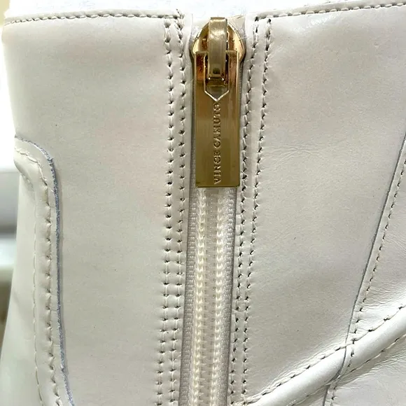 NIB VINCE CAMUTO 8M coconut cream genuine leather side zipper heel pointy toe