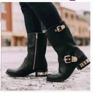NIB Vince Camuto Winchell Moto Leather Black Boots