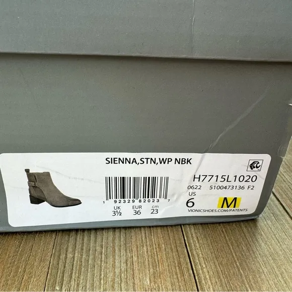 NIB Vionic Waterproof Low Taupe Leather Sienna Stone WP Nubuck Boots size 6