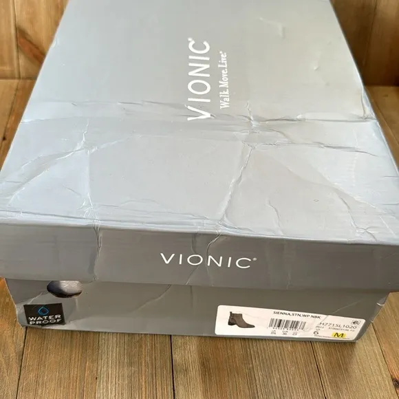 NIB Vionic Waterproof Low Taupe Leather Sienna Stone WP Nubuck Boots size 6