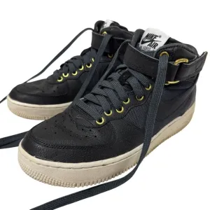 Nike Air Force 1 High Top Sneakers Black &amp; Gold Lace-Up &amp; Strap Shoes 6.5 Y