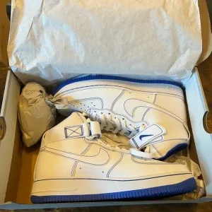 Nike Air Force 1 High (white and royal blue stitch)