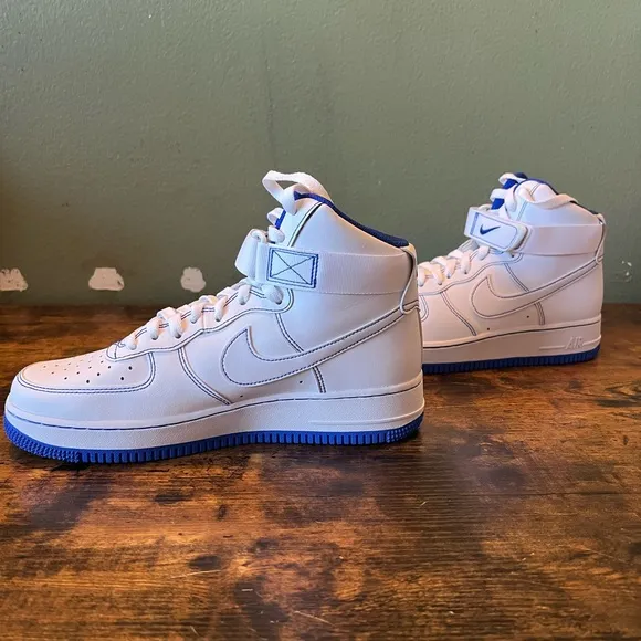 Nike Air Force 1 High (white and royal blue stitch)