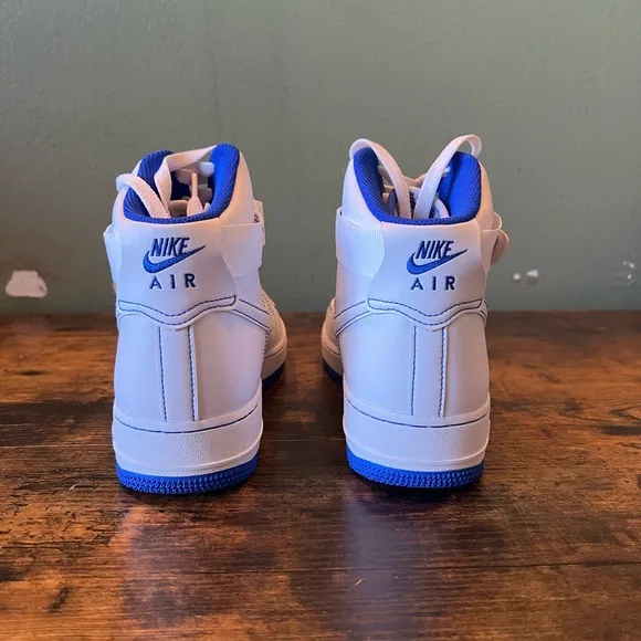 Nike Air Force 1 High (white and royal blue stitch)