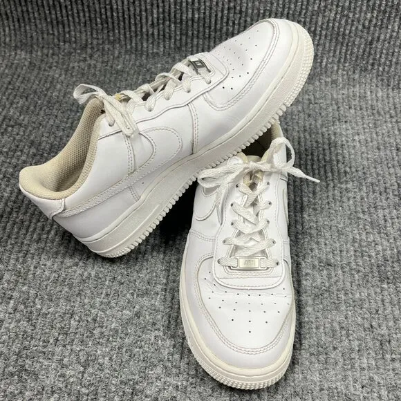 Nike Air Force 1 Kids 6Y White on White Leather Sneakers Low-Top Lace-Up Shoes