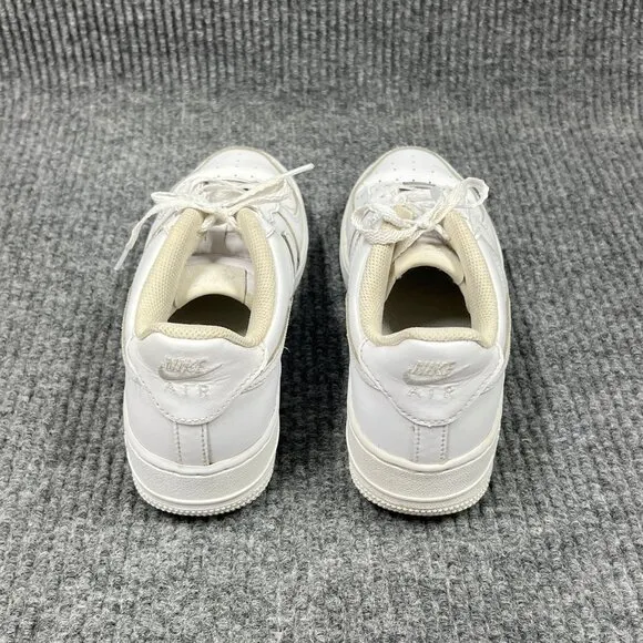 Nike Air Force 1 Kids 6Y White on White Leather Sneakers Low-Top Lace-Up Shoes