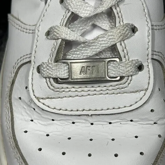 Nike Air Force 1 Kids 6Y White on White Leather Sneakers Low-Top Lace-Up Shoes