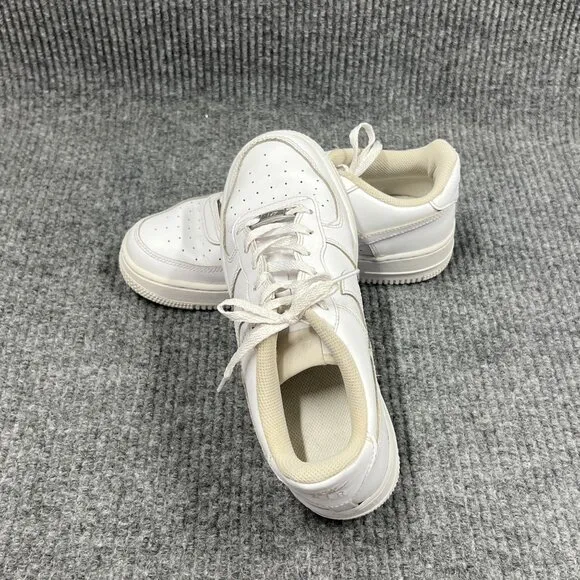 Nike Air Force 1 Kids 6Y White on White Leather Sneakers Low-Top Lace-Up Shoes