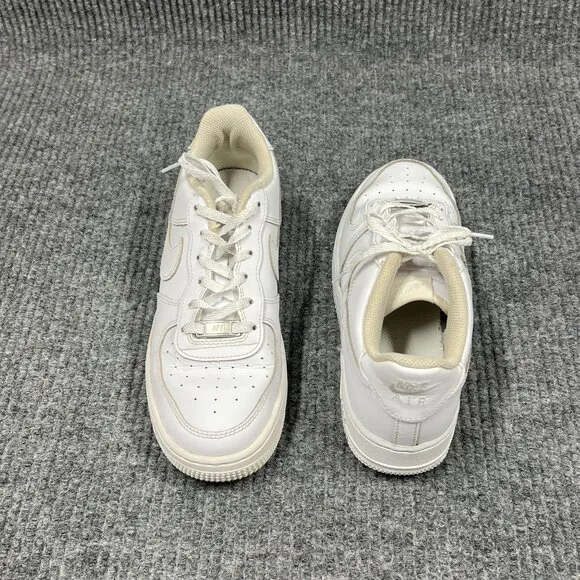 Nike Air Force 1 Kids 6Y White on White Leather Sneakers Low-Top Lace-Up Shoes
