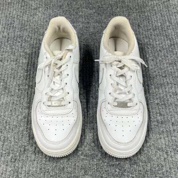 Nike Air Force 1 Kids 6Y White on White Leather Sneakers Low-Top Lace-Up Shoes