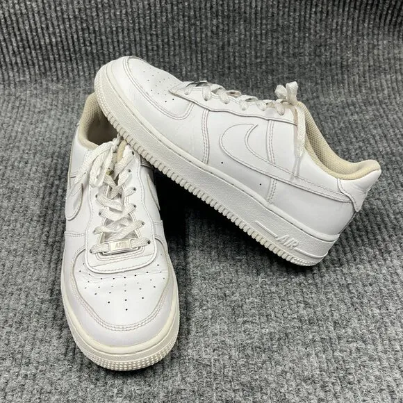Nike Air Force 1 Kids 6Y White on White Leather Sneakers Low-Top Lace-Up Shoes