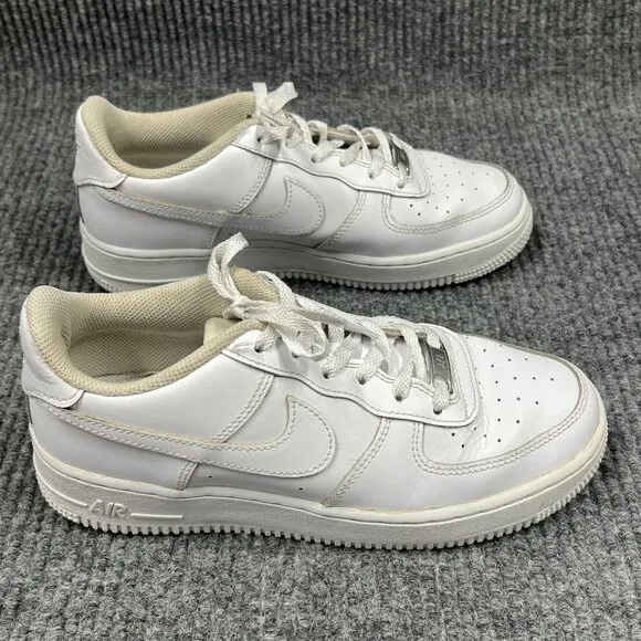 Nike Air Force 1 Kids 6Y White on White Leather Sneakers Low-Top Lace-Up Shoes