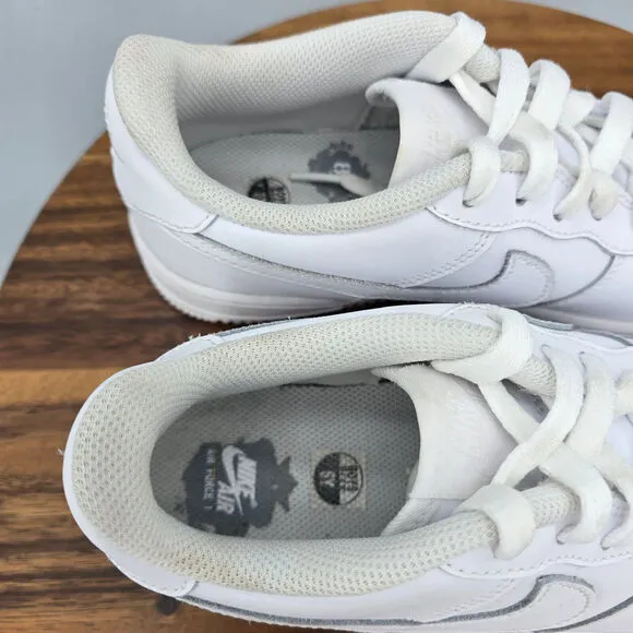 Nike Air Force 1 Low LE Shoes Youth 6Y White Leather Lace Up Athletic Sneakers