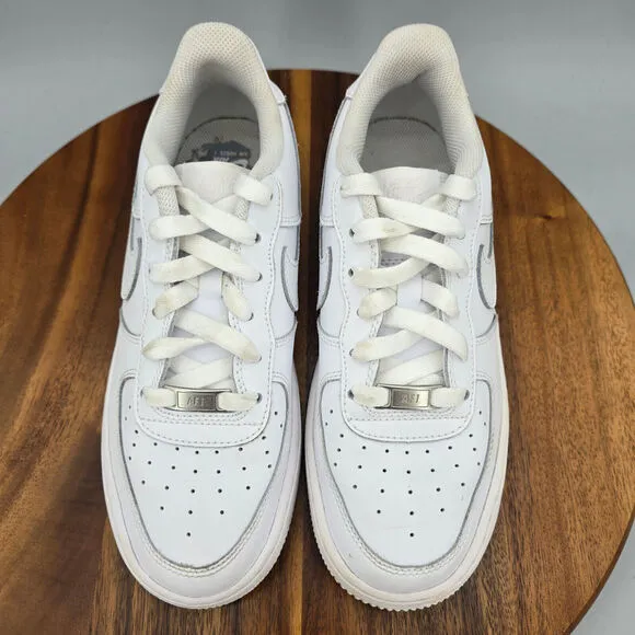Nike Air Force 1 Low LE Shoes Youth 6Y White Leather Lace Up Athletic Sneakers