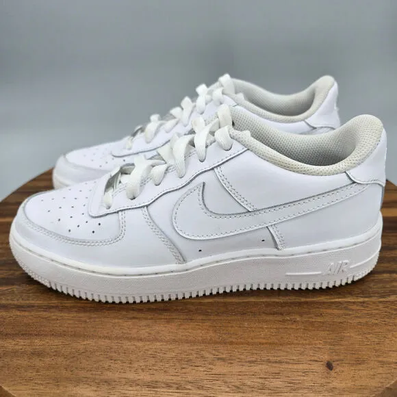Nike Air Force 1 Low LE Shoes Youth 6Y White Leather Lace Up Athletic Sneakers