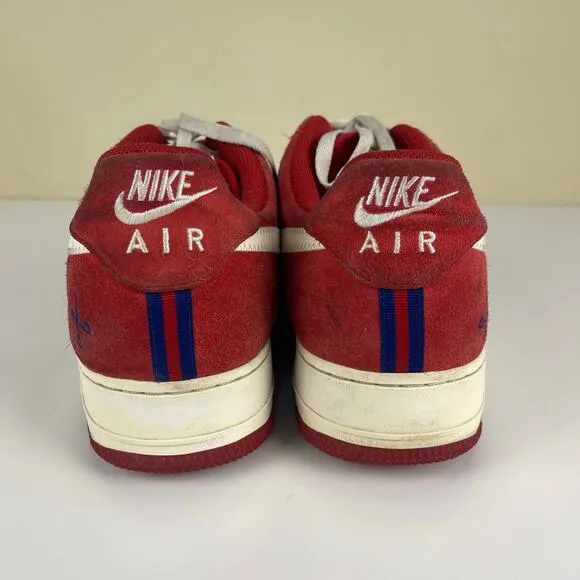 Nike Air Force 1 Low Scissors Sneakers Red White Suede Silk 488298-626 Men's 15