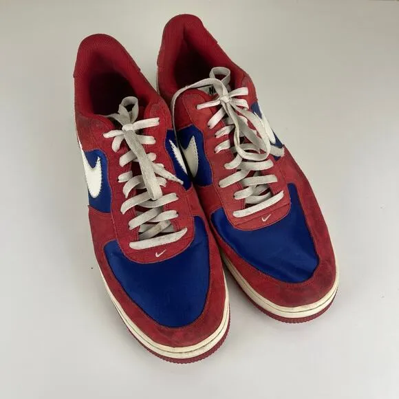 Nike Air Force 1 Low Scissors Sneakers Red White Suede Silk 488298-626 Men's 15