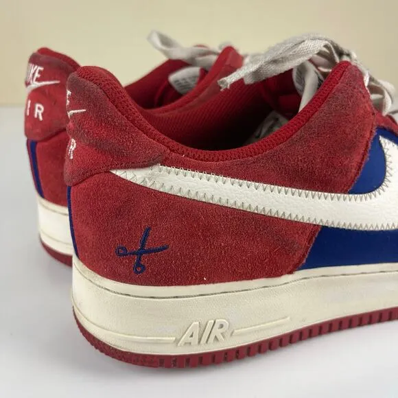 Nike Air Force 1 Low Scissors Sneakers Red White Suede Silk 488298-626 Men's 15