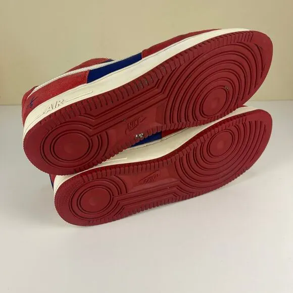 Nike Air Force 1 Low Scissors Sneakers Red White Suede Silk 488298-626 Men's 15
