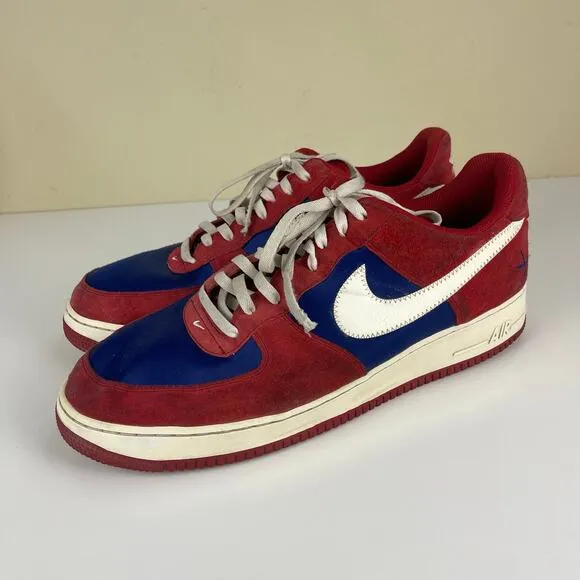 Nike Air Force 1 Low Scissors Sneakers Red White Suede Silk 488298-626 Men's 15