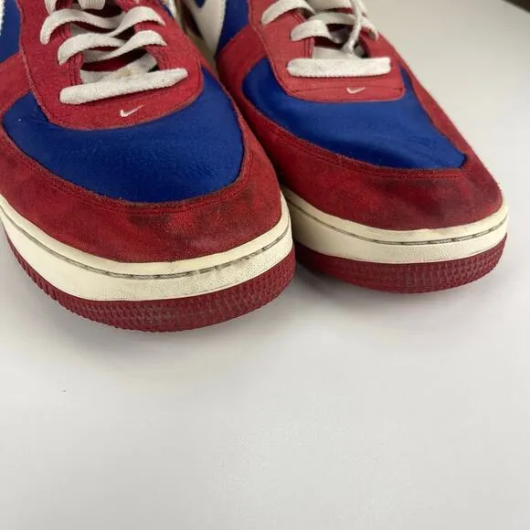 Nike Air Force 1 Low Scissors Sneakers Red White Suede Silk 488298-626 Men's 15