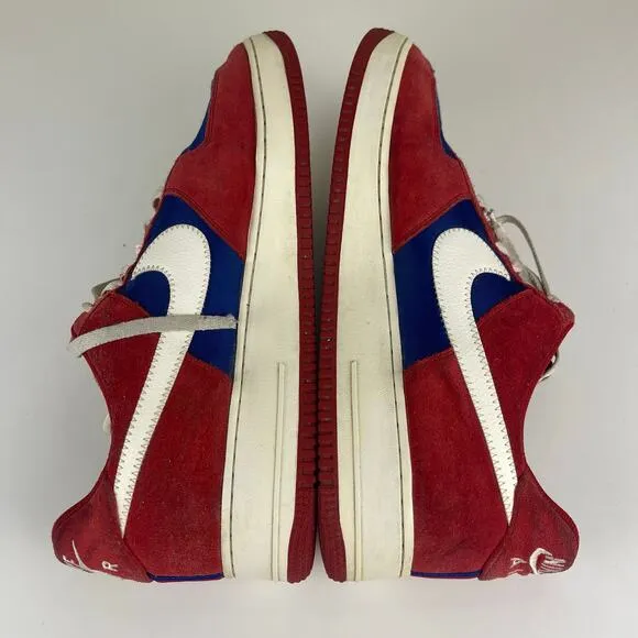 Nike Air Force 1 Low Scissors Sneakers Red White Suede Silk 488298-626 Men's 15