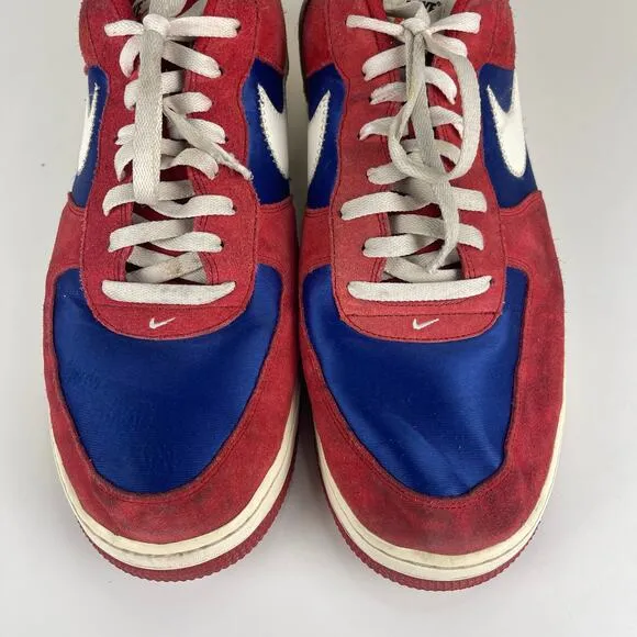 Nike Air Force 1 Low Scissors Sneakers Red White Suede Silk 488298-626 Men's 15