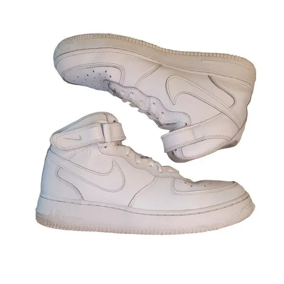 Nike Air Force 1 Mid ‘19 Triple White Size 7Y Sneakers AF1 314195-113