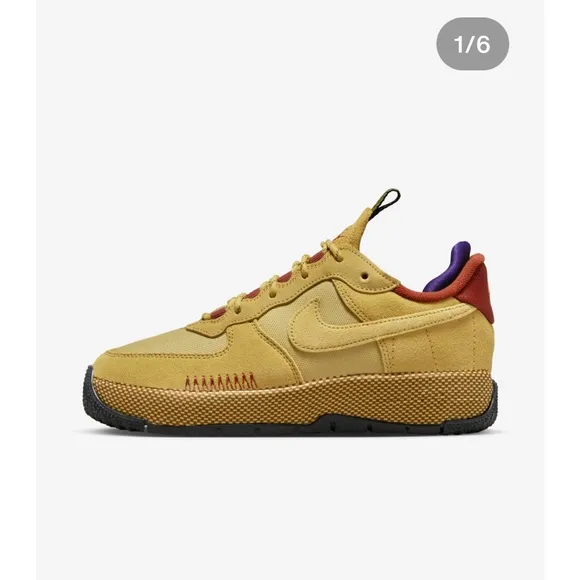 Nike Air Force 1 Wheat Gold and Purple Athletic Shoe, Durable rugged Design