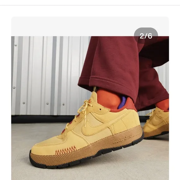 Nike Air Force 1 Wheat Gold and Purple Athletic Shoe, Durable rugged Design